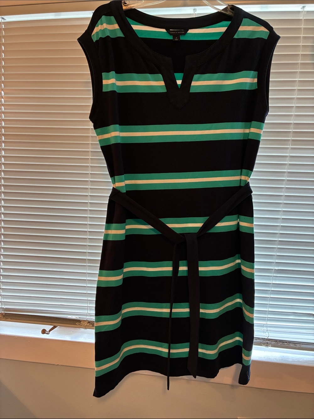 Tommy Hilfiger Navy Dress with Teal and White Stripes